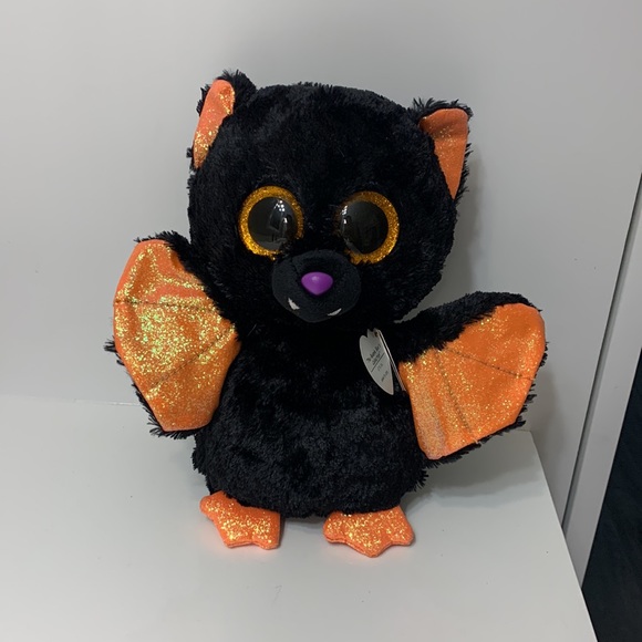 TY Beanie Boos *Echo* black orange glitter bat Halloween stuffed animal - Picture 2 of 4